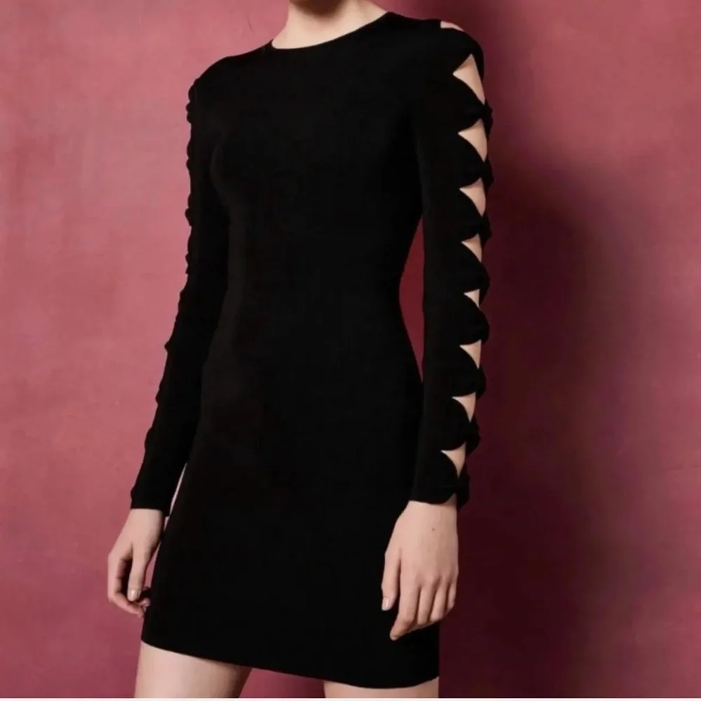 Ted Baker Black Jayney Dress with Gold‎ Zipper Size 12